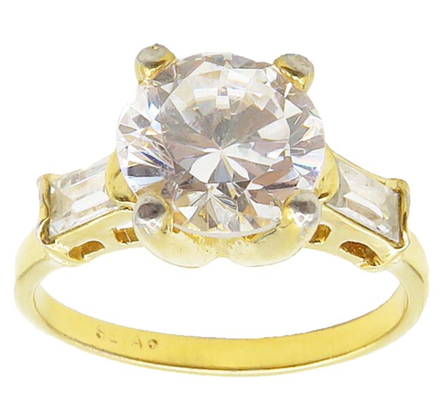 SETA 925 Sterling Silver  Cubic Zirconia Gold Plated Band Ring Sz 10  RG15773