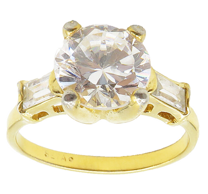 SETA 925 Sterling Silver  Cubic Zirconia Gold Plated Band Ring Sz 10  RG15773