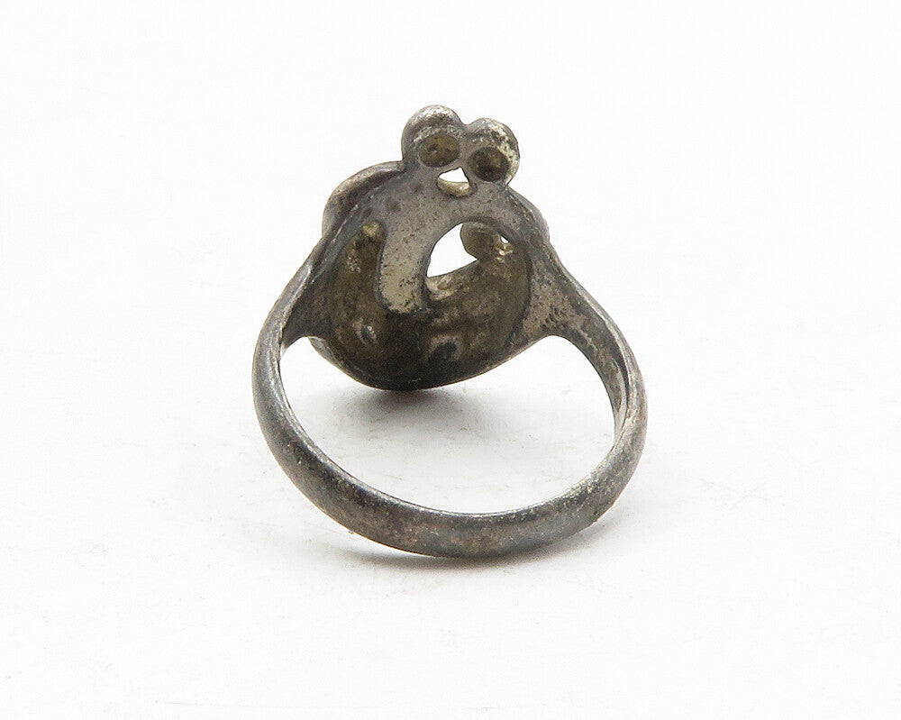 CAROLYN POLLACK 925 Silver  Vintage Dark Tone Modernist Band Ring Sz 7 RG12433