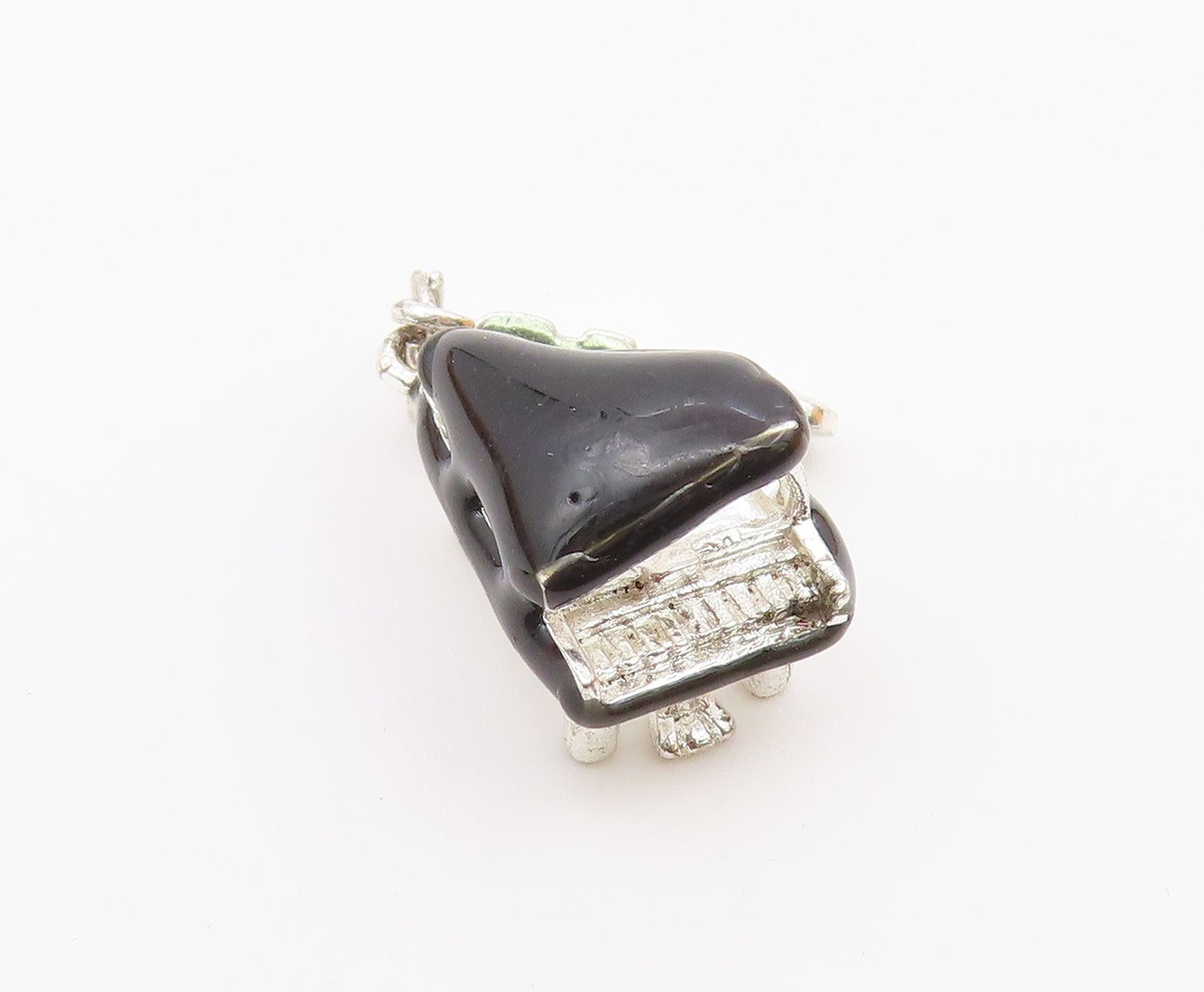 925 Sterling Silver  Vintage Enamel Coated Grand Piano Pendant  PT17529
