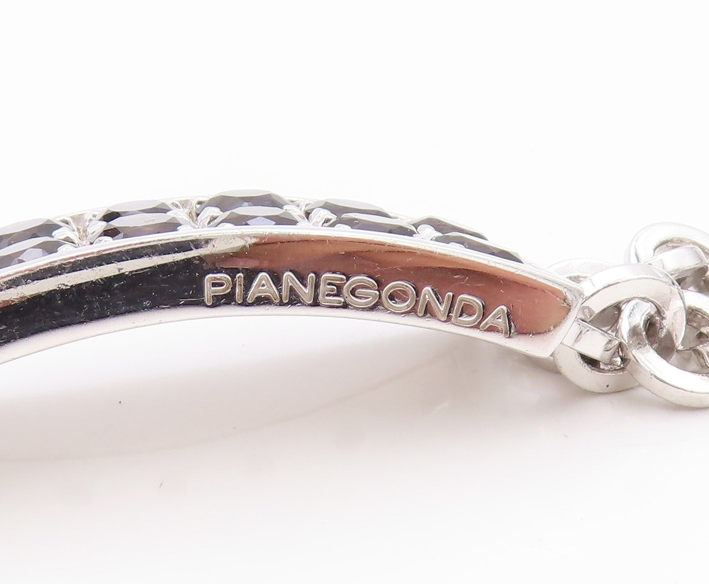 925 Sterling Silver Vintage Bracelet PIANEGONDA Round Smoky Quartz  BT11181