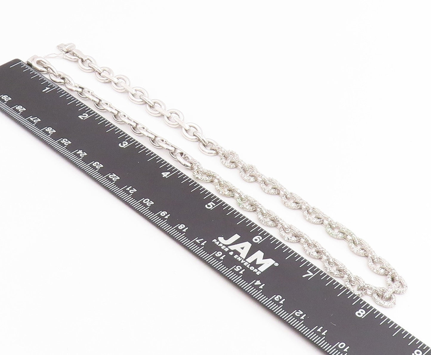 925 Sterling Silver Vintage Necklace Classic CZ interlocking Oval Chain  NE4801