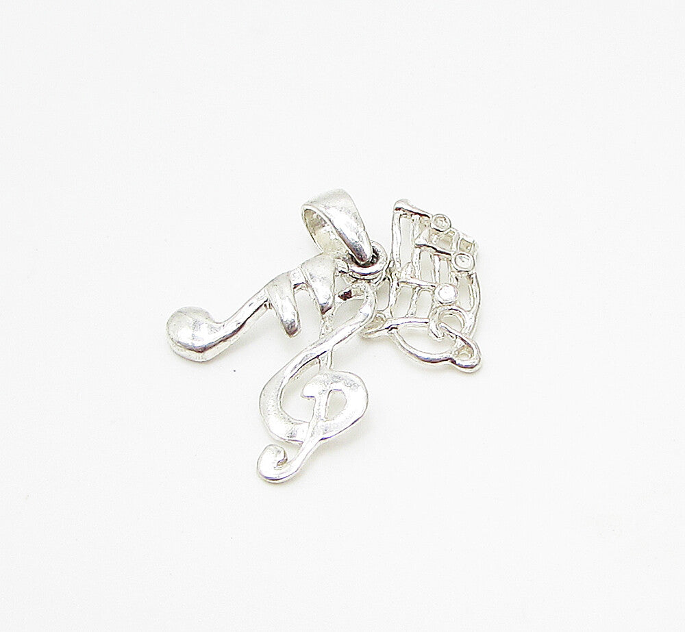 925 Sterling Silver  Music Lovers Notes Drop Pendant  PT2029