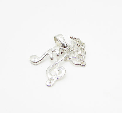 925 Sterling Silver  Music Lovers Notes Drop Pendant  PT2029