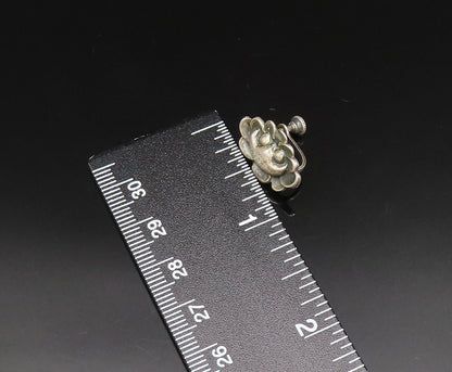 925 Sterling Silver  Vintage Flower Motif Screw Back Earrings  EG11702