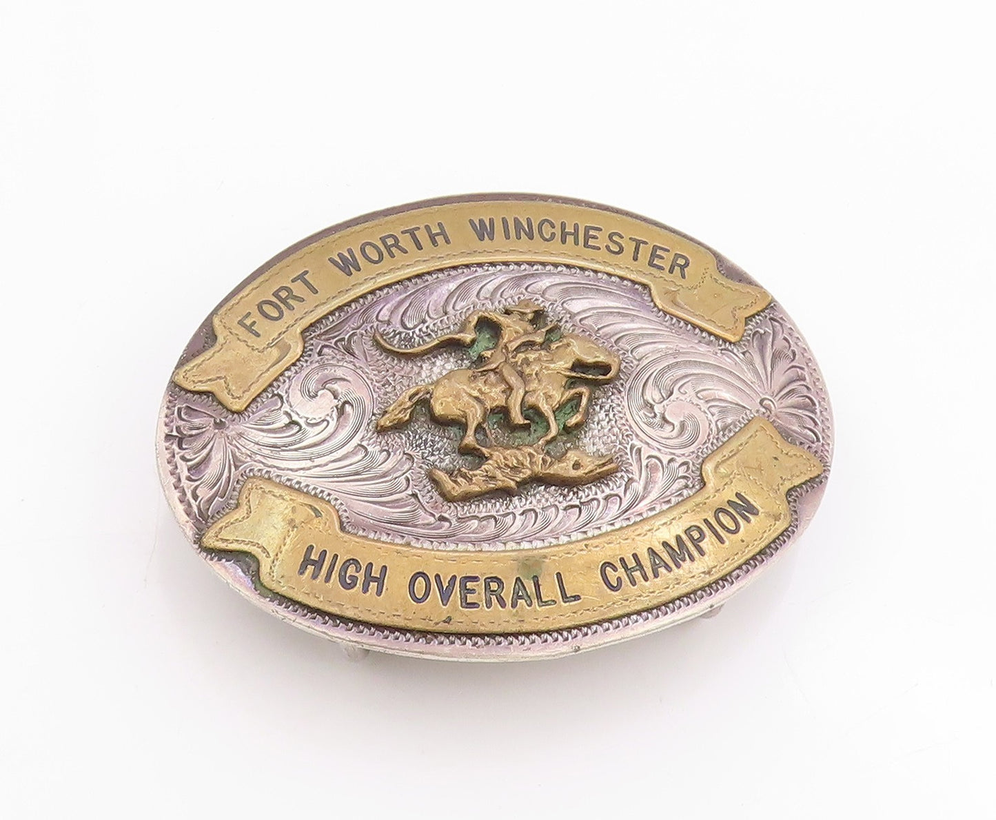 925 Sterling Silver Vintage Belt Buckle Winchester American Shotgunner   TR3964