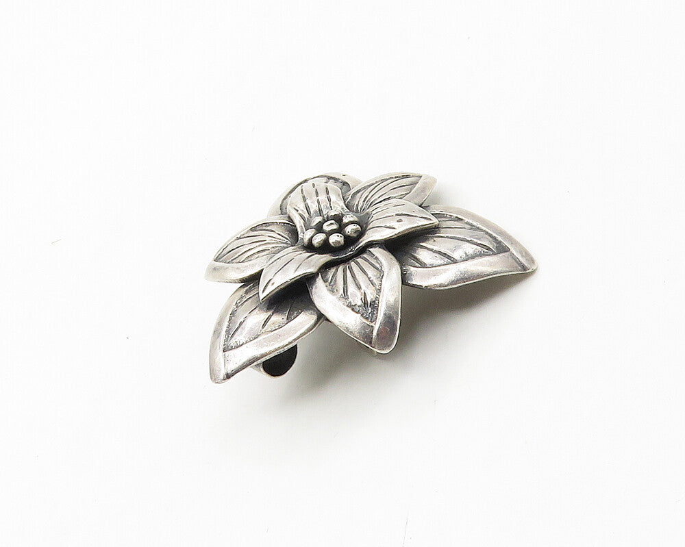 G.R.A.S. 925 Sterling Silver  Vintage Shiny Flower Motif Brooch Pin  BP7035
