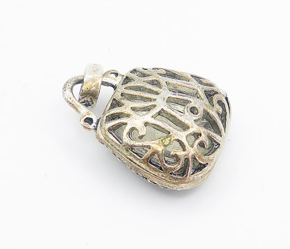 925 Sterling Silver  Vintage Topaz Open Swirl Purse Motif Drop Pendant  PT6200