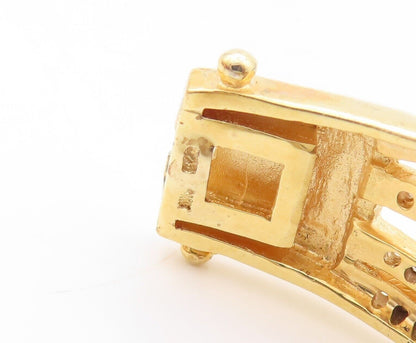 925 Sterling Silver Vintage Bracelet Gold Plated Gemstone & Diamonds BT10725