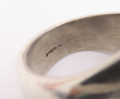 925 Sterling Silver Vintage Ring Three Layered Solid Wave Band  Sz 7.5  RG33903