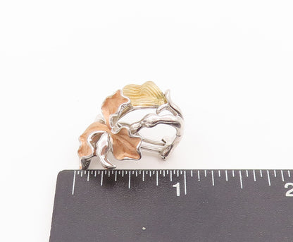 925 Sterling Silver Vintage Earrings ROSS SIMONS Dried Fall Leaves  EG12864