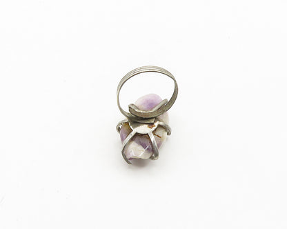 925 Sterling Silver  Vintage Prong Set Amethyst Cocktail Ring Sz 6  RG19839
