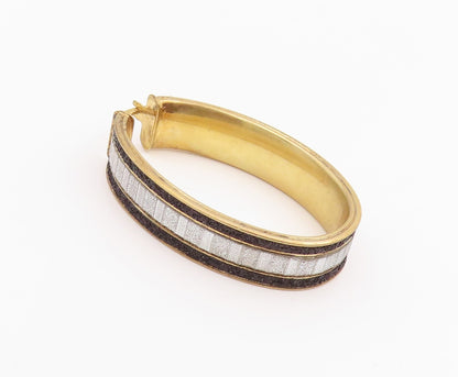 925 Sterling Silver Vintage Earrings Gold Plated Modernist Oval Hoop  EG14235