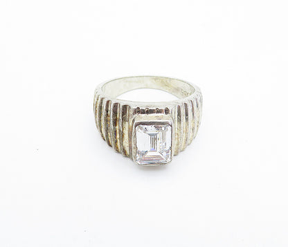 925 Sterling Silver  Vintage Cubic Zirconia Graduated Band Ring Sz 7  RG3608