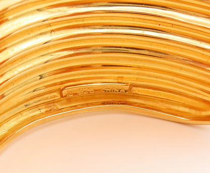 925 Sterling Silver Vintage Bracelet Gold Plated ROSS SIMON Ribbed Cuff  BT11834