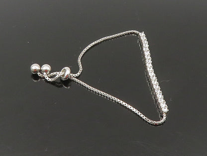 925 Silver  White Cubic Zirconia Adjustable Child Box Chain Bracelet  BT1057