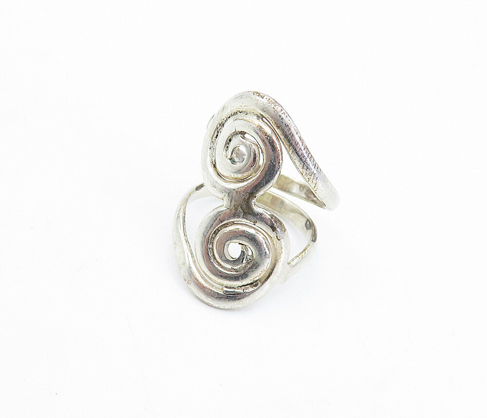 925 Sterling Silver  Vintage Shiny Spiral Bypass Split Band Ring Sz 6  RG7130