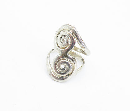 925 Sterling Silver  Vintage Shiny Spiral Bypass Split Band Ring Sz 6  RG7130