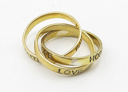 925 Sterling Silver  Vintage Love Hope Faith Stamped Rolling Ring Sz 7 RG10410