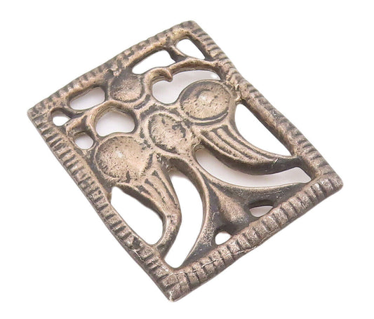 925 Sterling Silver Vintage Brooch Pin MMA Antique Trible Bird Carved  BP10910