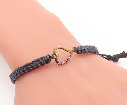 Gold Over 925 Silver  Gemstones Heart Adjustable Friendship Bracelet  BT1017