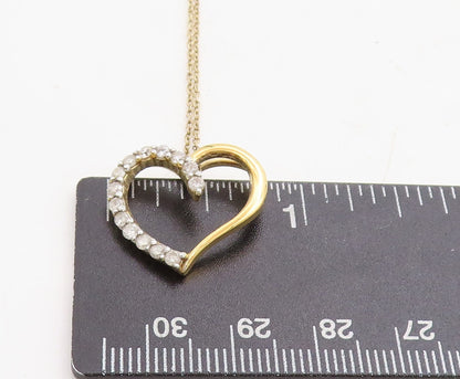 925 Sterling Silver  Genuine Diamonds Shiny Love Heart Chain Necklace  NE2005