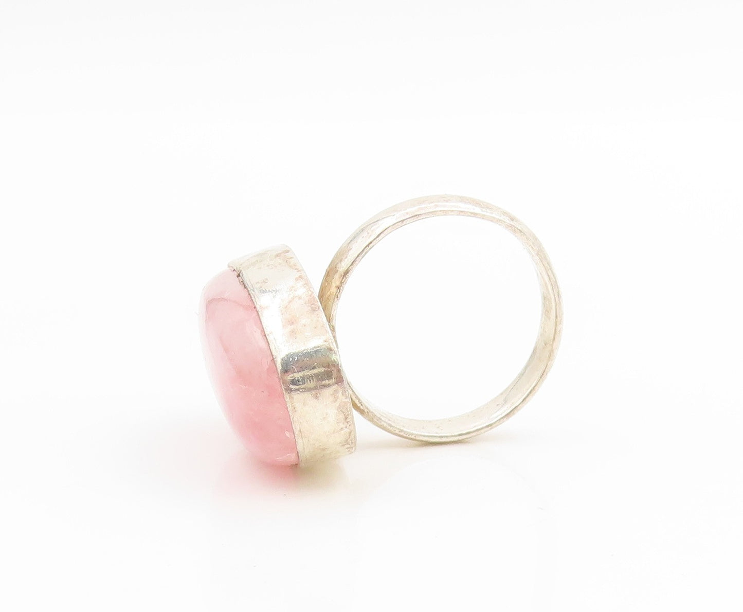 925 Sterling Silver Vintage Ring Pink Cabochon Moonstone Band  Sz 4.5  RG33919