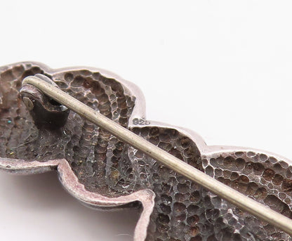 925 Sterling Silver Vintage Brooch Dark Tone Thick Twisted Rope Etched  BP11475