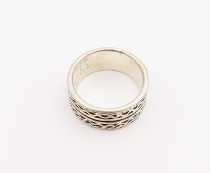 925 Sterling Silver Vintage Ring Classic Geometric Pattern Band  Sz 6  RG36895