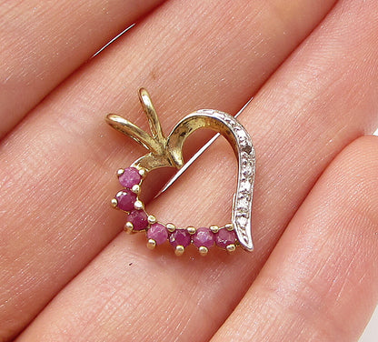 Gold Over 925 Sterling Silver Ruby & Genuine Diamond Love Heart Pendant PT2164