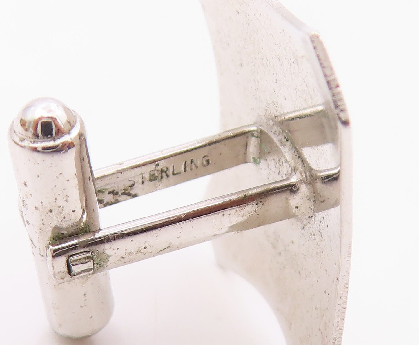 925 Sterling Silver  Vintage Shiny Polished Etched Detail Cuff Links  TR1726