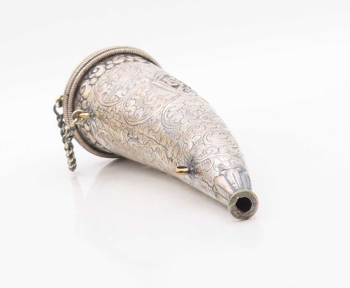 CHINESE EXPORT Solid Silver Vintage Antique Dragon Cone Container  TR2782