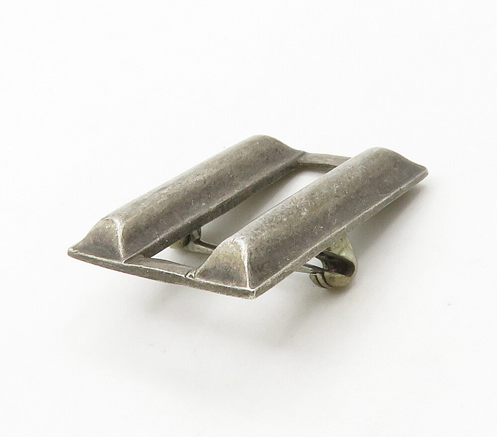 925 Sterling Silver  Vintage Dark Tone Smooth Square Brooch Pin  BP6467