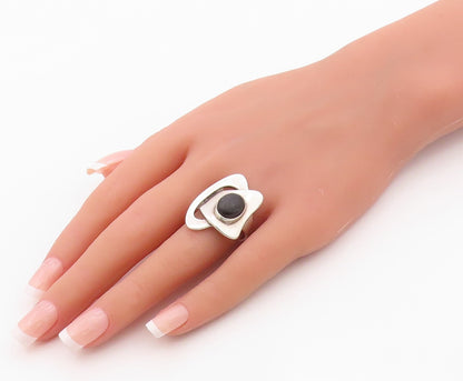 925 Sterling Silver Vintage Ring ERIKA HULT MEXICO Onyx Band  Sz 6.5  RG36342