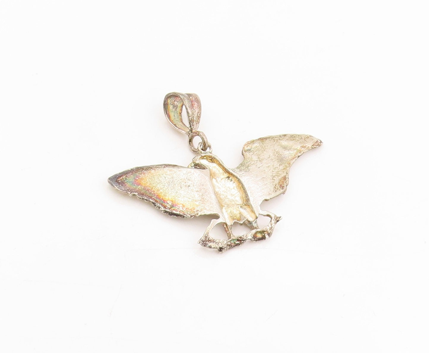 925 Sterling Silver Vintage Pendant Etched Majestic Eagle Of Strength  PT25278