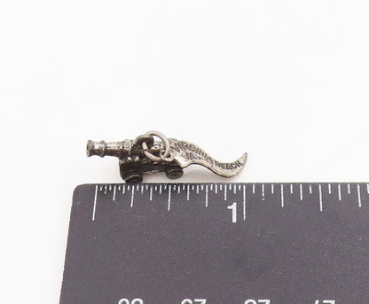 925 Sterling Silver Vintage Pendant Retro Virginia Beach Cannon Charm  PT25405