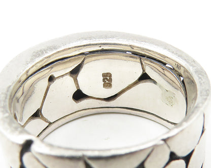 925 Sterling Silver  Vintage Shiny Cobbled Concave Band Ring Sz 7  RG11120