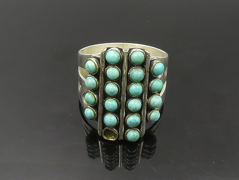 DTR JAY KING 925  Silver  Vintage Cabochon Turquoise Band Ring Sz 10  RG24088