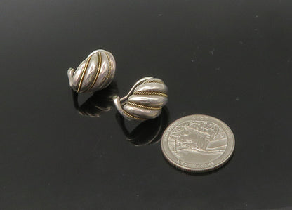TIFFANY & CO. 925 Silver & 14K GOLD  Vintage Flute Twist Drop Earrings EG11161