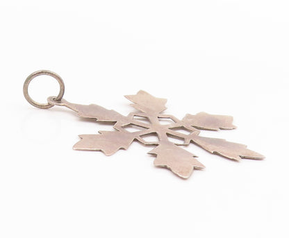 925 Sterling Silver Vintage Pendant Minimalist Snowflake Cutout Charm  PT26062
