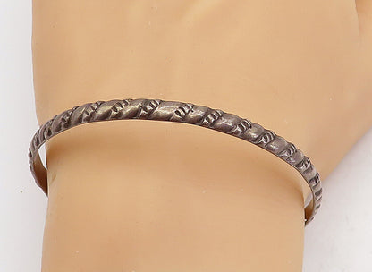 MEXICO 925 Sterling Silver  Vintage Dark Tone Etched Bangle Bracelet  BT1697