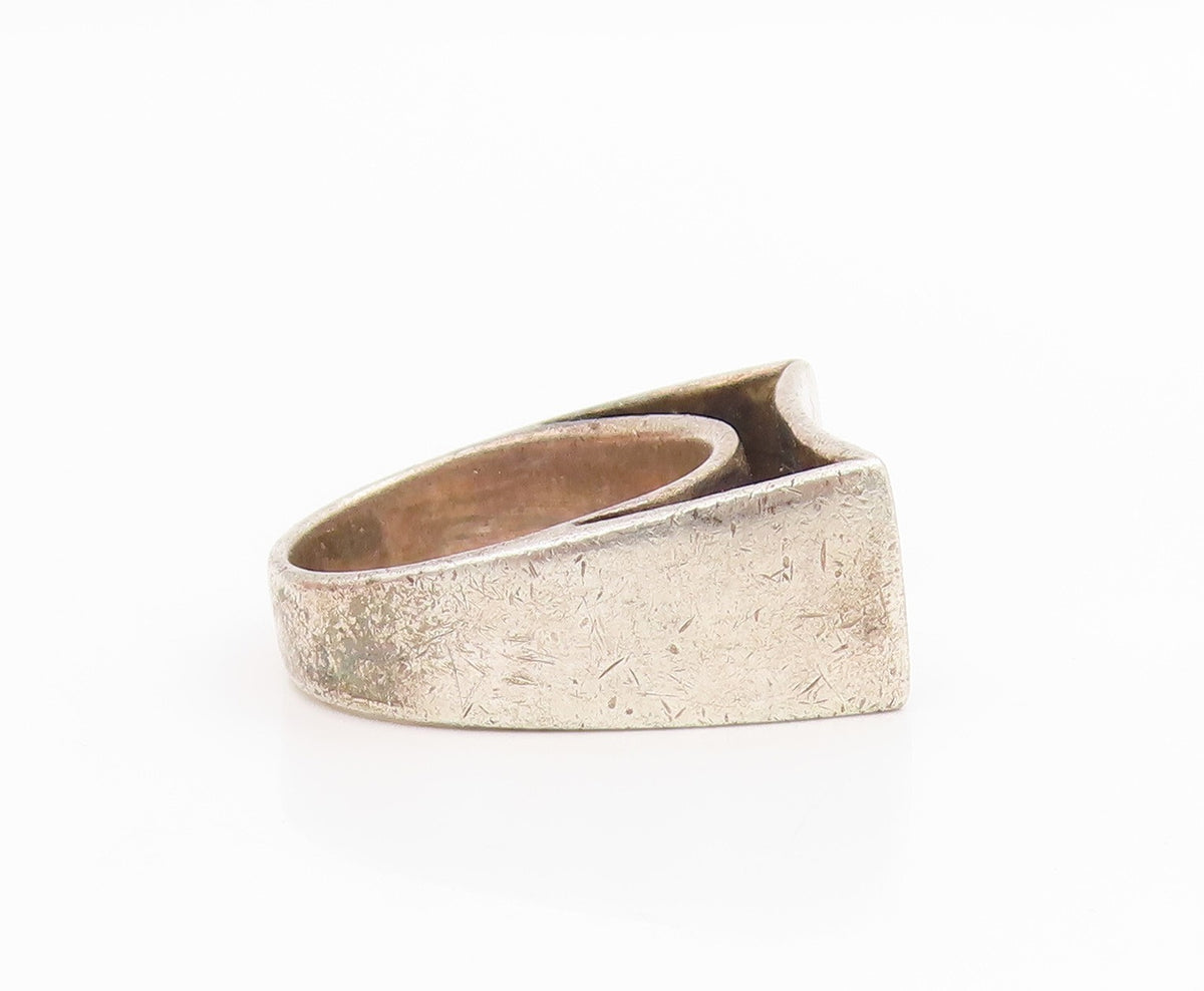 925 Sterling Silver Vintage Ring Minimalist Geometric Curve Band  Sz 8  RG34400