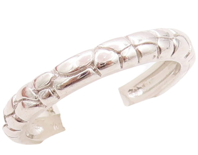 925 Sterling Silver Vintage Ring Pebble Stones Effect Carved  Sz 6.5  RG29764