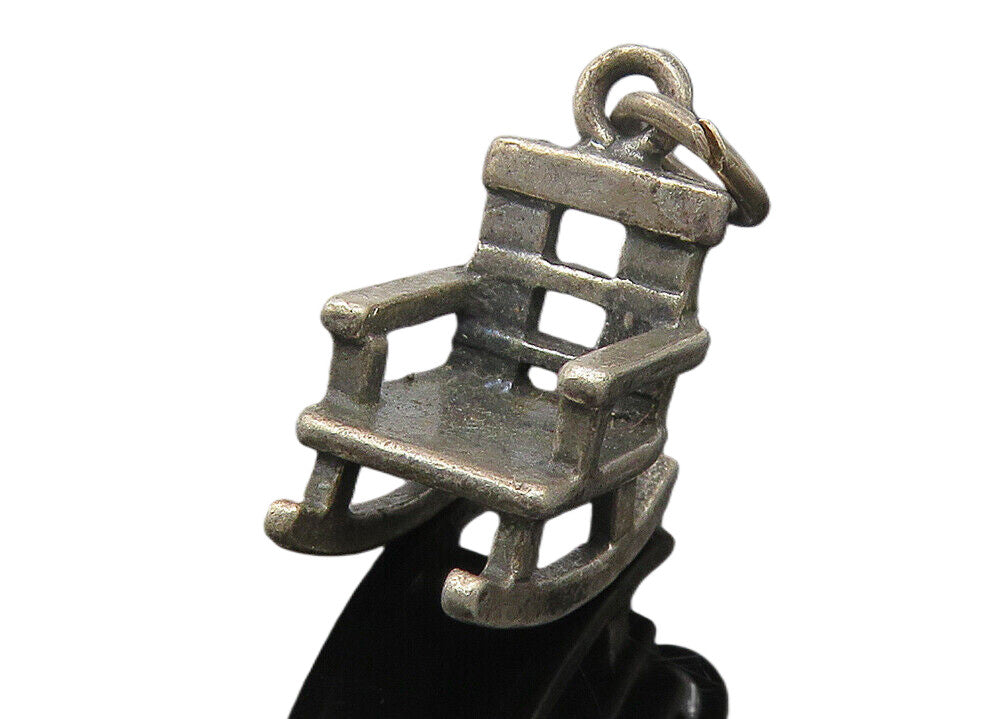 925 Sterling Silver  Vintage Oxidized Petite Rocking Chair Pendant  PT8894