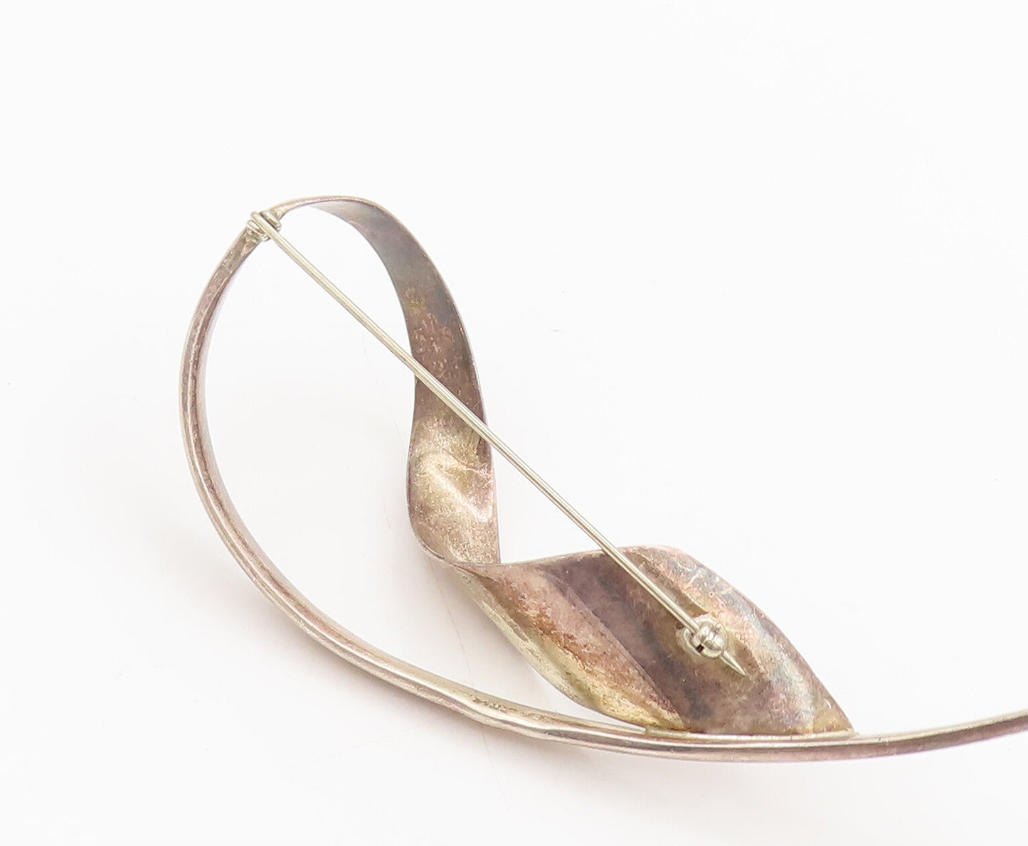 ZINA 925 Sterling Silver  Vintage Designer Swirled Ribbon Brooch Pin  BP10318