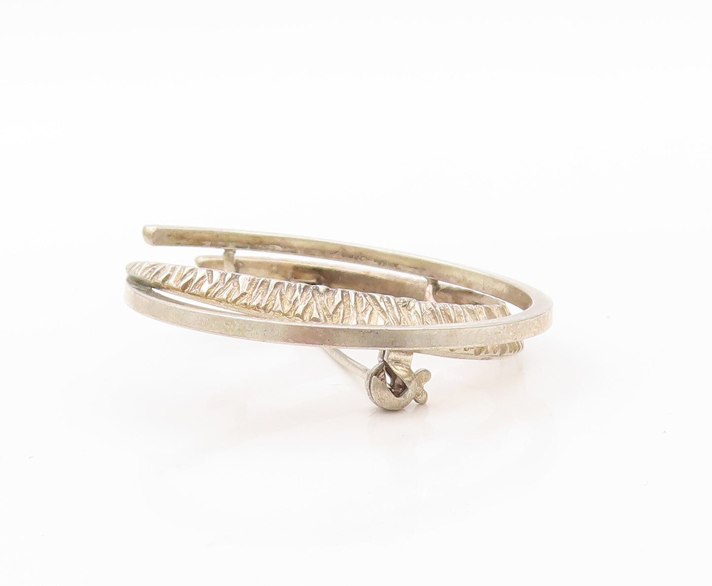 925 Sterling Silver Vintage Brooch Pin Designer Cutout C Shape   BP11186