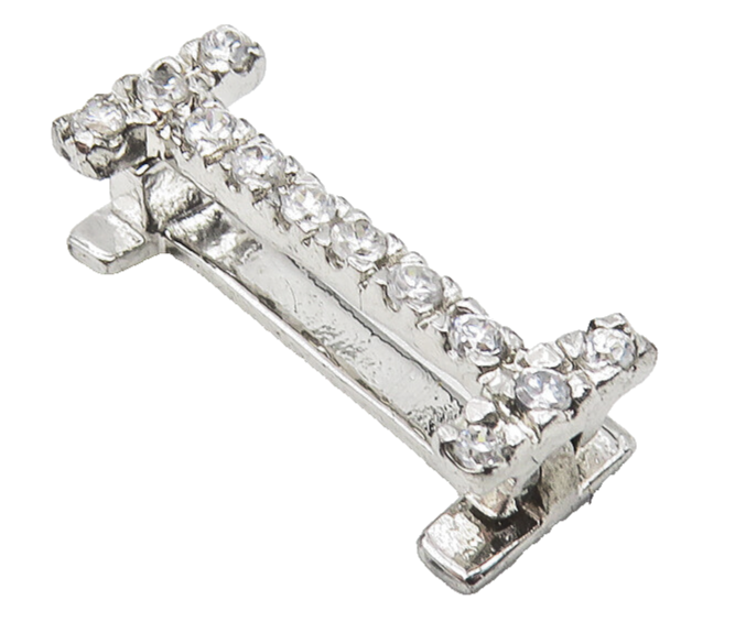 925 Sterling Silver  Sparkling White Topaz Letter I Initial Pendant  PT8982