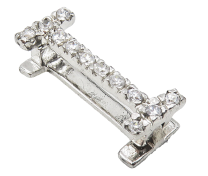 925 Sterling Silver  Sparkling White Topaz Letter I Initial Pendant  PT8982