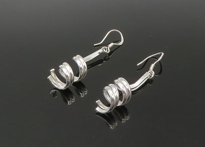 925 Sterling Silver  Vintage Shiny Polished Spiral Dangle Earrings  EG11033