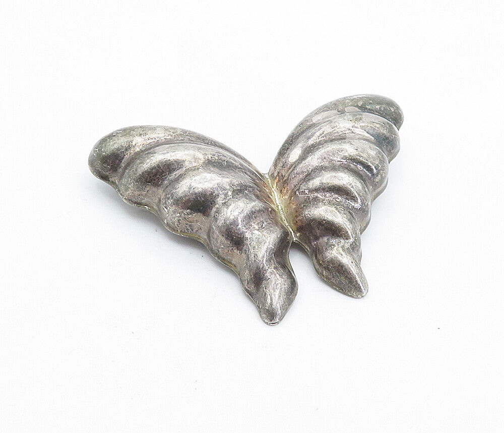 MEXICO 925 Sterling Silver  Vintage Dark Tone Butterfly Brooch Pin  BP2623